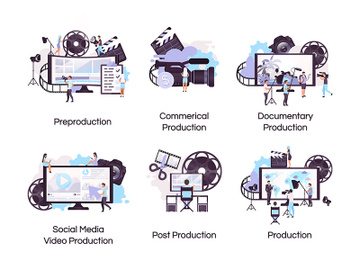Video production flat concept icons set preview picture