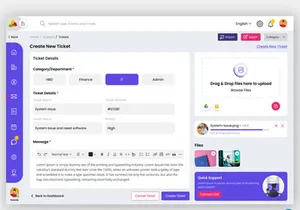 Admin Create New Support Ticket Page Web UI Template