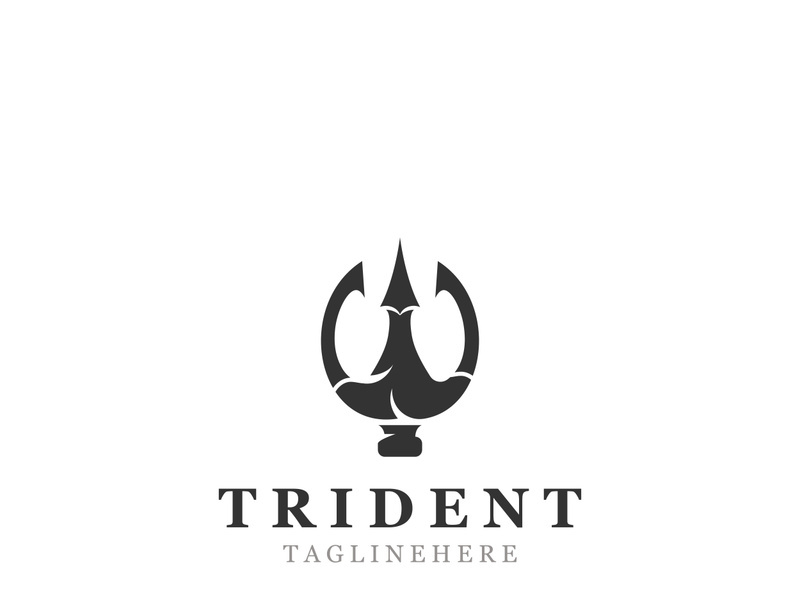 Trident Poseidon Logo, Spear Simple Vintage Template Design