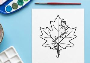 Stylized maple leaf illustration for nature and design projects. Artistic botanical drawing for eco-themed visuals.