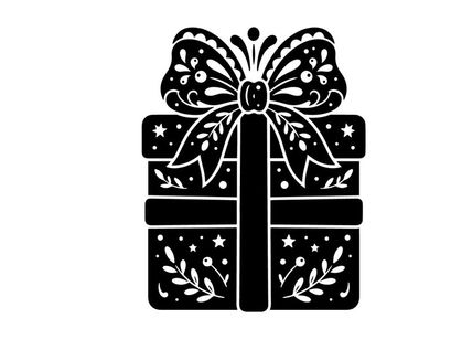 Kotak Hadiah Natal dengan Pita dan Dekorasi