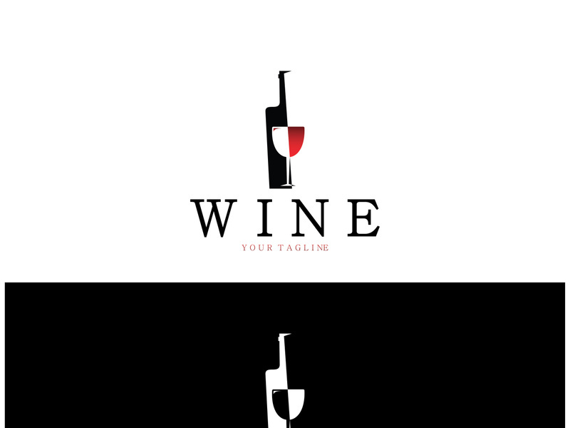 Wine logo with wine glasses and bottles.for night clubs,bars,cafe and wine shops.