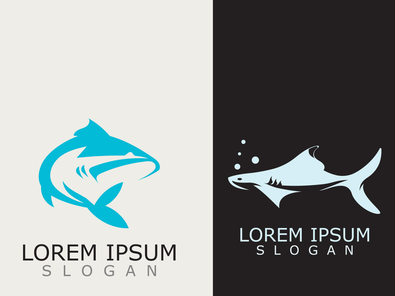 Shark Logo animal sea design icon vector silhouette template