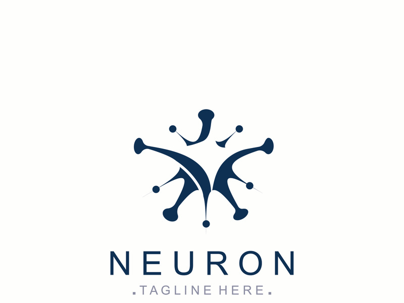 Neuron logo or nerve cell healthy abstract molecule design template