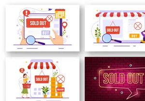 15 Sold Out Vector Illustration