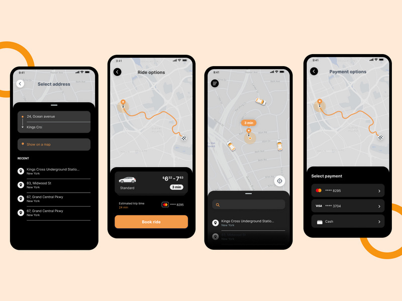 taxi App Dark UI