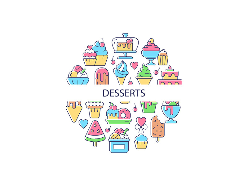 Desserts abstract color concept layout with headline