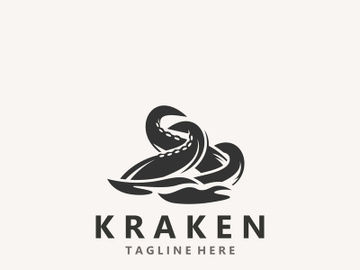 Kraken Octopus logo vintage ocean animal illustration template preview picture