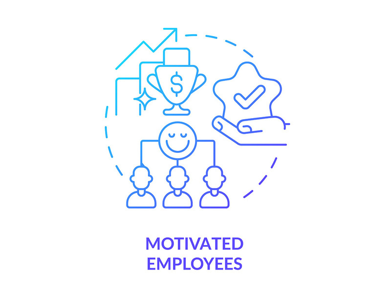 Motivated employees blue gradient concept icon