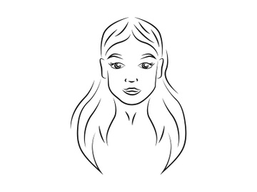 Young beautiful woman contour portrait vector illustration preview picture