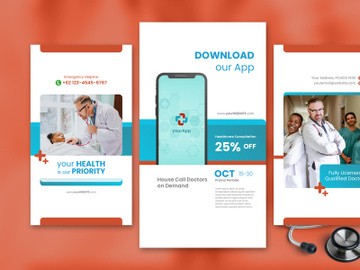 Medical Social Media Story Template with Red color theme preview picture