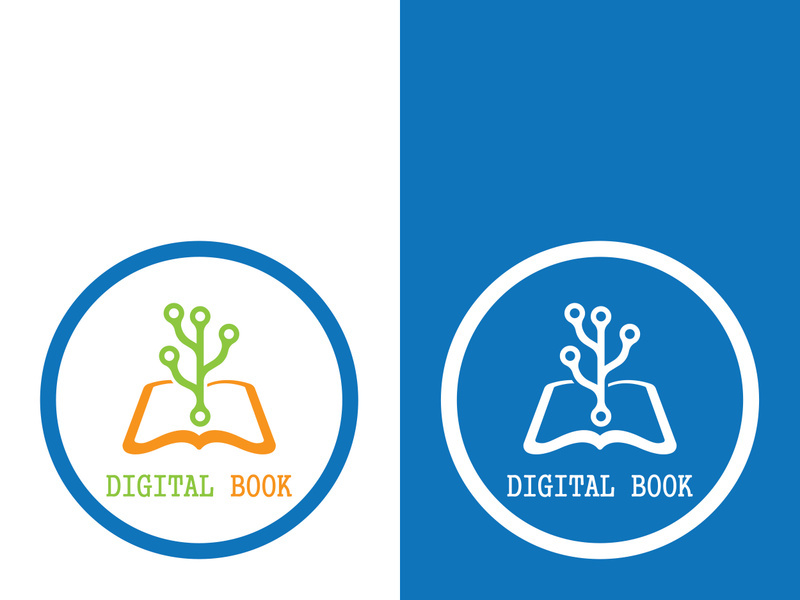 Digital book logo technology vector icon design