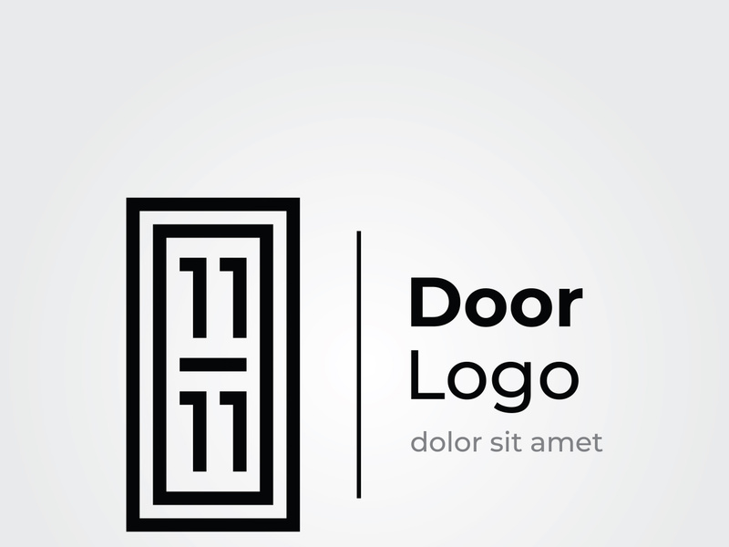 Simple open door abstract logo design, interior with geometric shapes or monogram.For building construction, business.property and company.