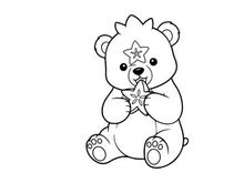 Cute white teddy bear holding star vector illustration