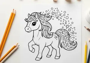 Cute magical unicorn with stars vector illustration