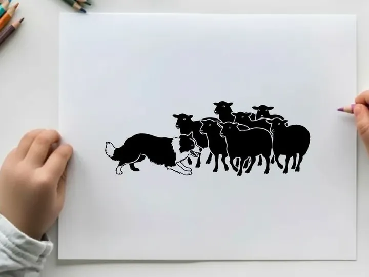 Silhouette of a bull charging at a group of cattle