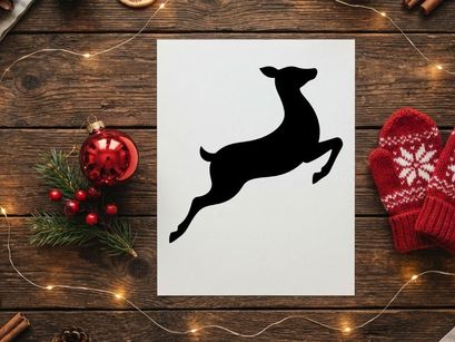 Silhouette of a jumping dog in motion on white background