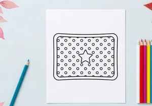 Christmas star and polka dot pattern coloring page for kids holiday activity sheet