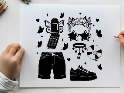 Silhouette of 90s fashion and music silhouette