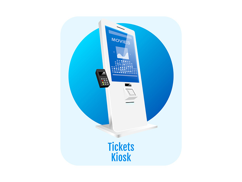 Tickets kiosk flat concept icon