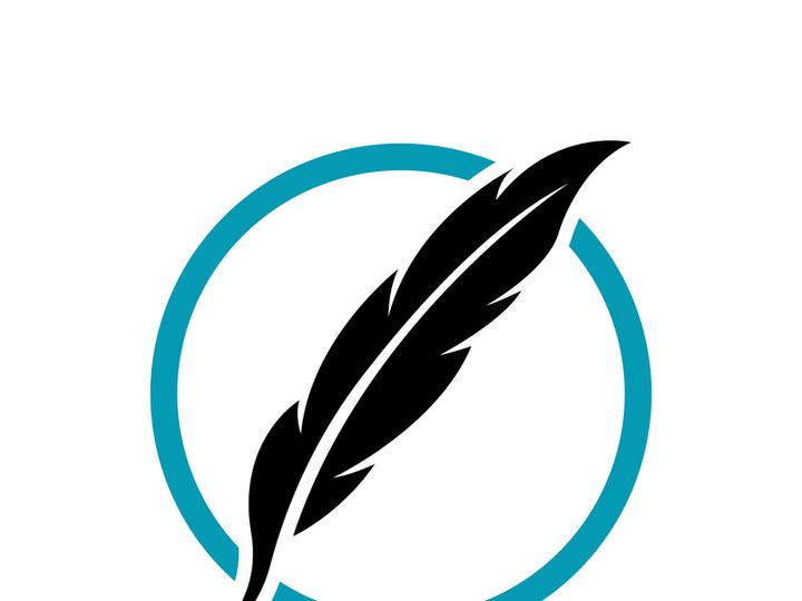 Feather quill design icon and logo illustration classic stationery