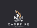 Campfire logo Vintage adventure Wildlife design camping wood fire