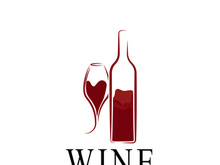 Wine bottle and glass logo design icon
