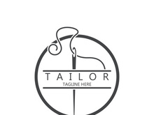 Tailor logo icon illustration template combination of buttons for clothes, thread and sewing machine, for clothing product design