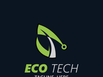 Eco technology business vector design modern. Nature technology logo with leaf and circuit tech minimalist vector illustration preview picture