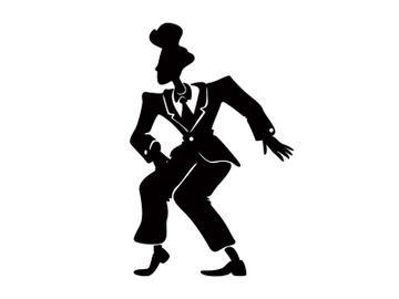 Comic man in retro suit black silhouette vector illustration preview picture