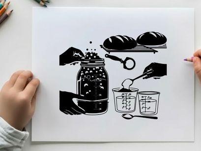 Silhouette of hands preparing yeast for bread making process