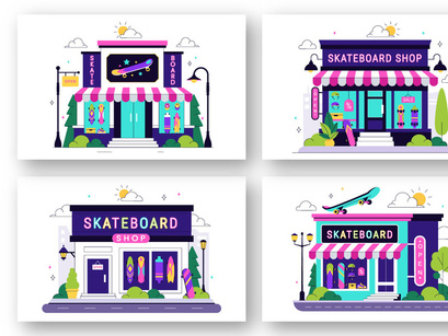 10 Skateboard Shop Illustration