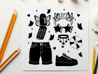 Silhouette of 90s fashion and music silhouette