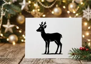 Siluet hitam rusa Natal terisolasi di latar belakang putih untuk desain Natal
