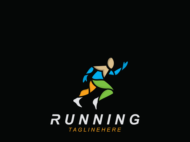 Running sport athlete logo design concept illustration template