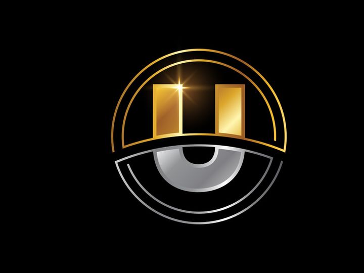 Initial English alphabet with circle frame. Golden and silver color alphabet symbol for corporate business identity