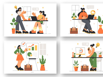 12 Confident Businesswomen Illustration