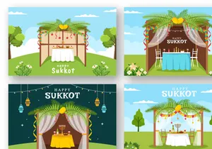 13 Jewish Holiday Sukkot Illustration