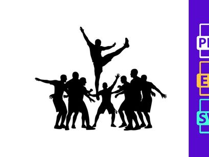 Silhouette of a group of dancers in dynamic poses