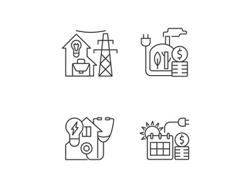 Electrical energy purchase linear icons set preview picture