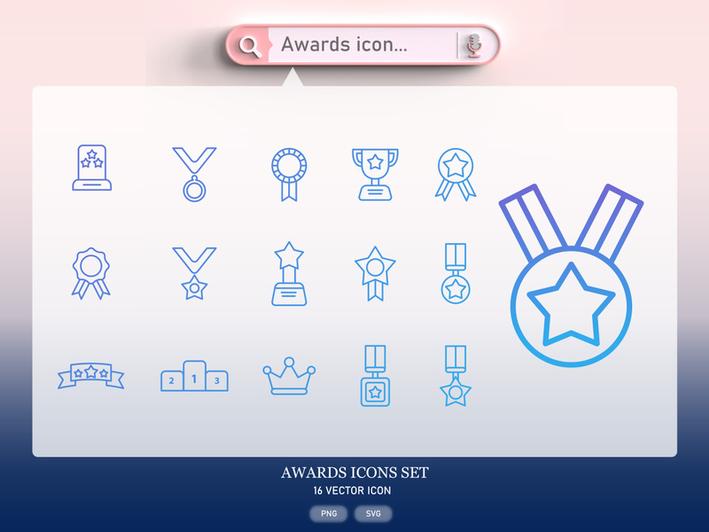 Trophy and awards icon set