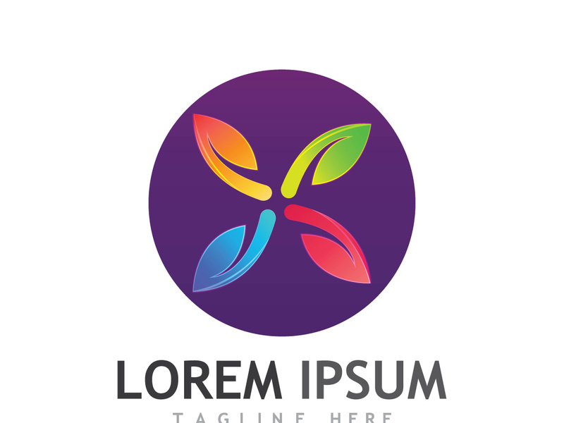 Colorful natural leaf logo design.