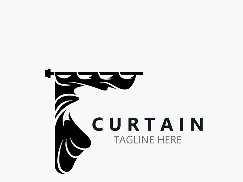 Curtain logo decoration style minimalist elegant vector design illustration