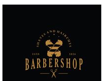 Barbershop logo vintage, retro, haircut, shaving, with scissors, shaving pole, comb, razor. for business, emblems, labels, barber shops, badges.