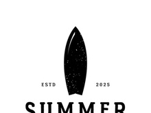 surfing logo with vintage paddle board beach waves, for business, sport, adventure, tourism, vacation