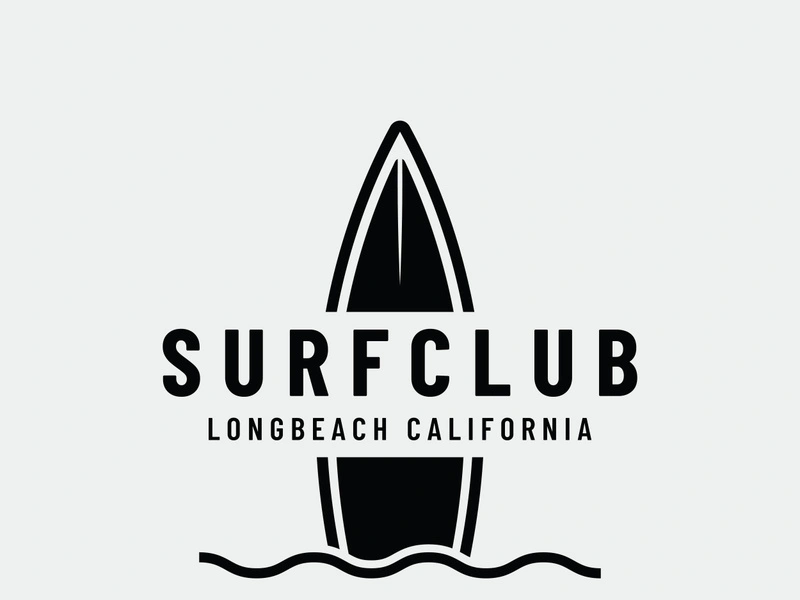 Vintage surfboard logo,surfing on summer beach.For business,badge,holiday, ,label,emblem.