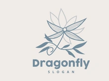 Dragonfly Logo, Flying Animal Vector, Simple Minimalist Design