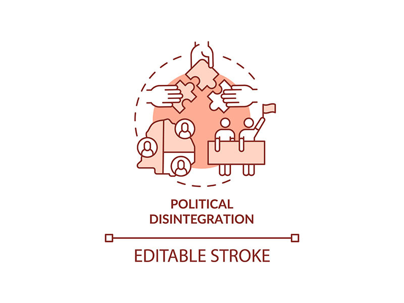 Political disintegration terracotta concept icon