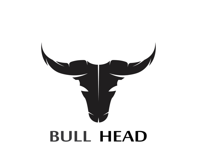 Retro vintage bull head horns logo.