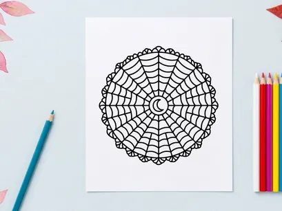 Hand-drawn mandala design with intricate floral patterns. Circular geometric art for coloring books and digital templates.